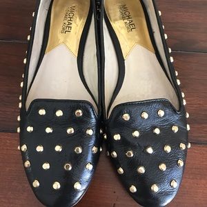 Michael Kors black leather studded flats size 8.5